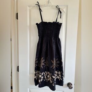 Hawaiian Print Black Maxi Dress